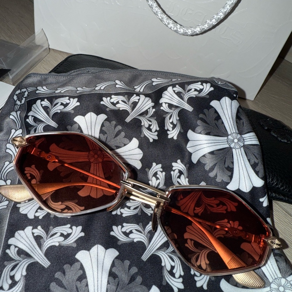 Chrome Hearts Gold  Hexagonal Sunglasses RARE- BRAND NEW WITH BAG AND TAG